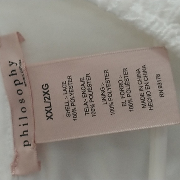 Philosophy White Lace Lined Shirt Sleeve Top XXL - Picture 2 of 10